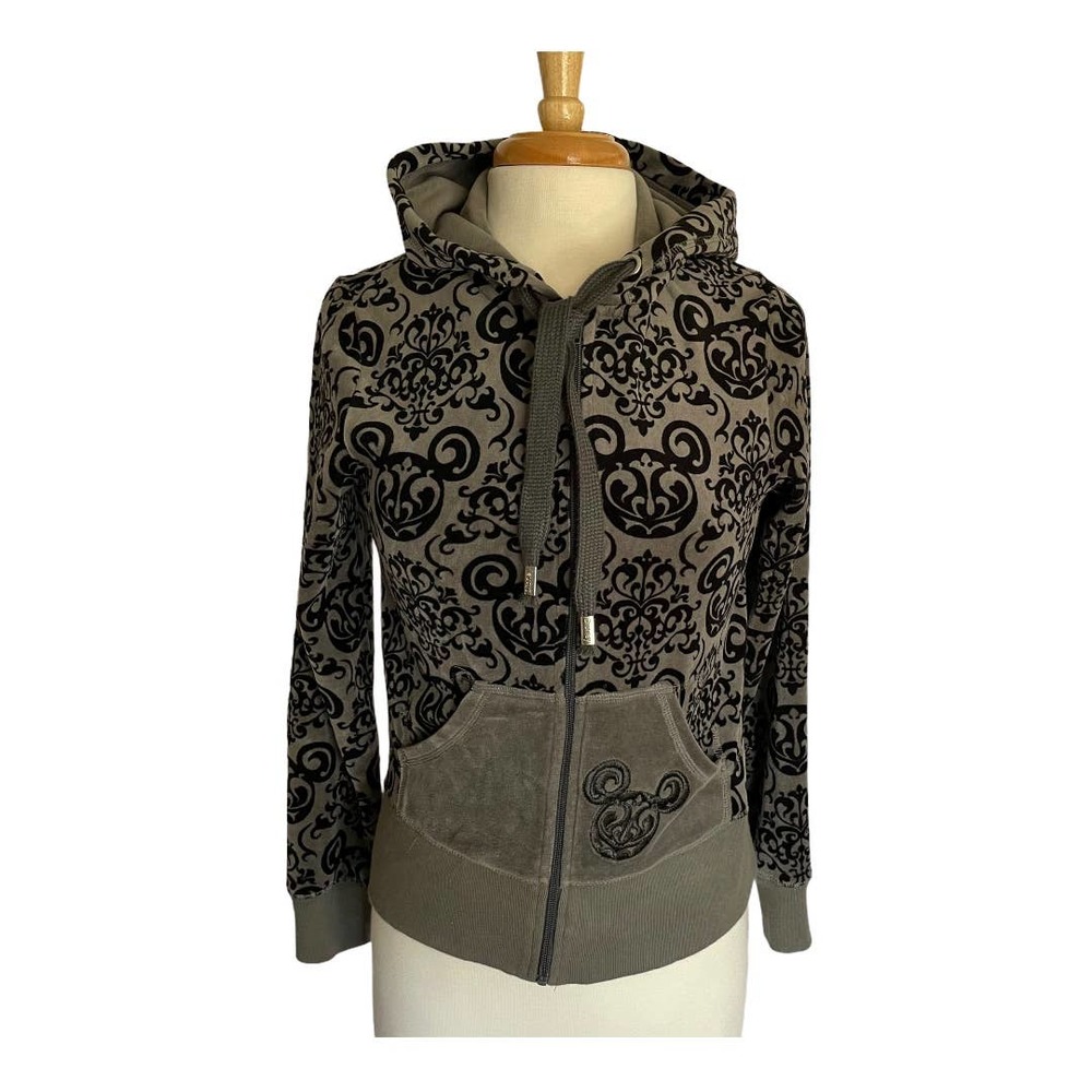 Disney Parks Women Velour grey/black Zip Hoodie ~S